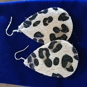 Animal print leather earrings NWT
